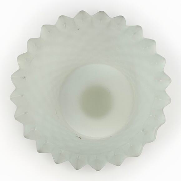 Vtg Frosted Glass Diamond Point Peg Votive Cup Candle Holders Set Lot of 2 - Picture 3 of 3